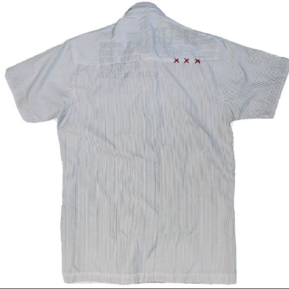 Blue Toms Jeans stripe shirt M - Picture 2 of 3